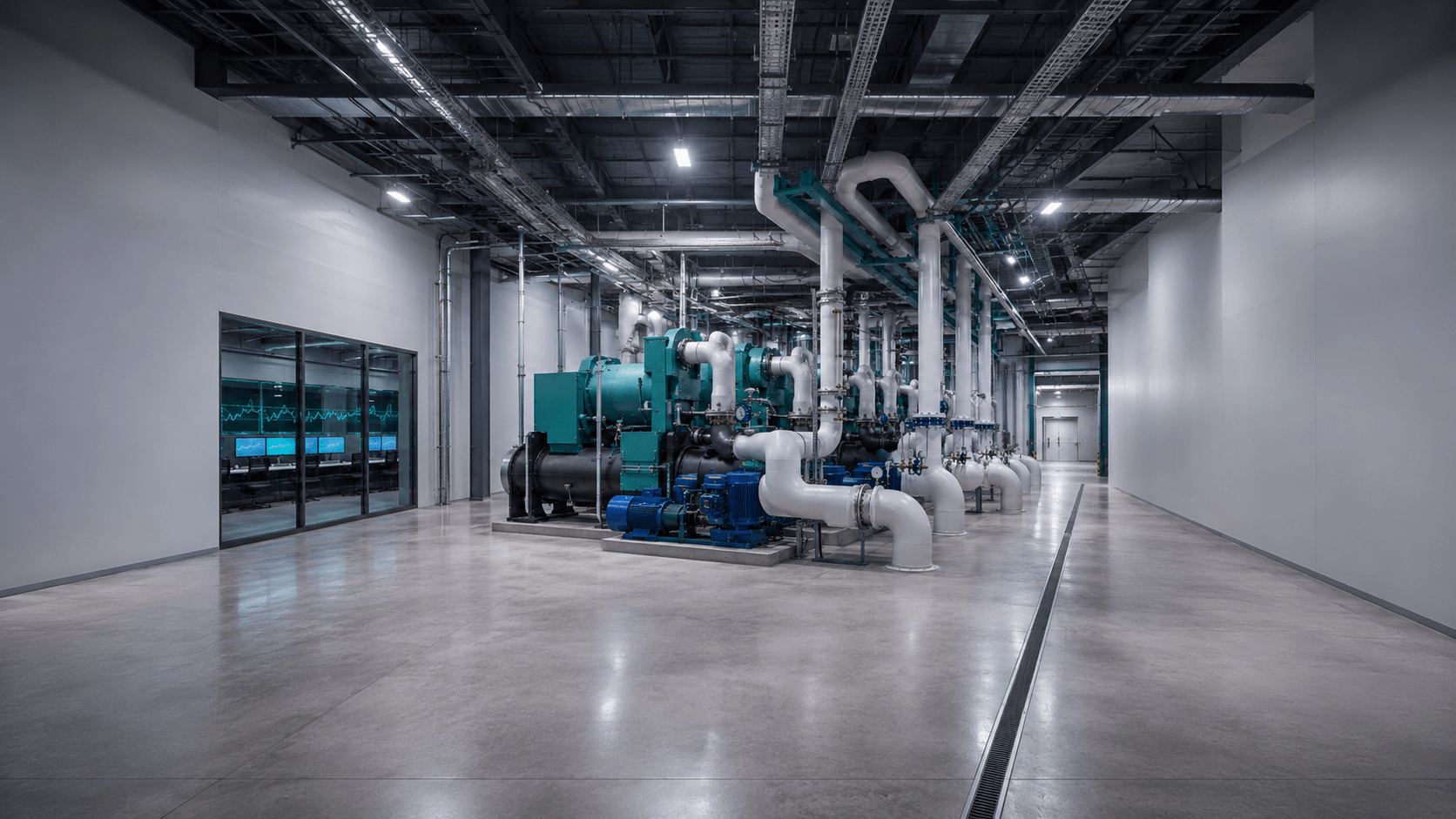 Data center PUE analysis of a hyperscale cooling plant with chillers, pumps, VFDs and coordinated control signals